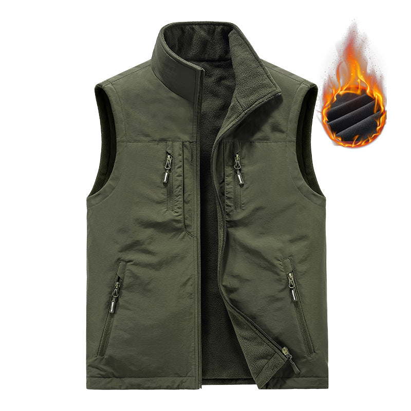 Herren Thermo-Outdoorweste mit Fleece-Innenfutter, windabweisender Shell und Mehrfach-Reißverschlusstaschen Shop Nory
