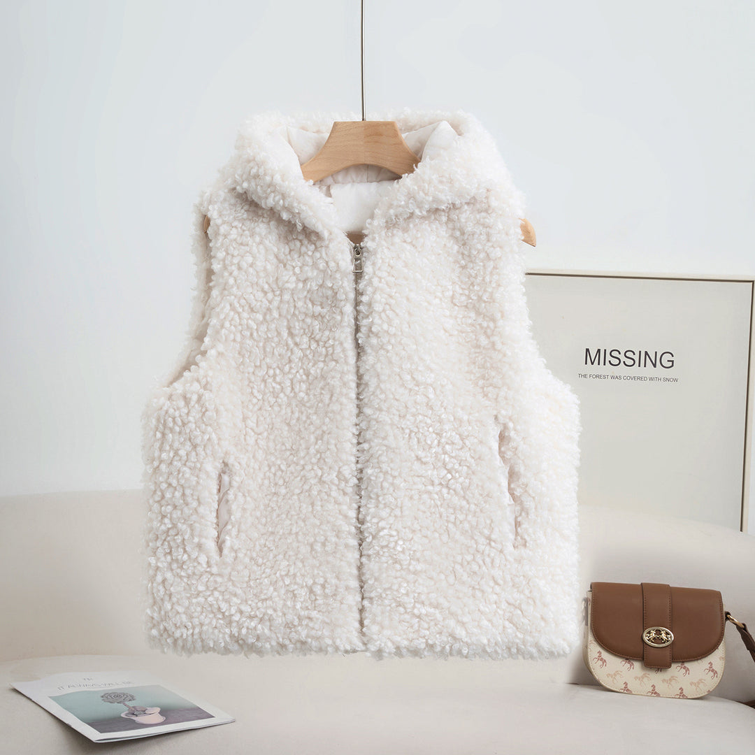Damen nan kuschelige Teddyweste mit Kapuze und Reißverschluss Shop Nory