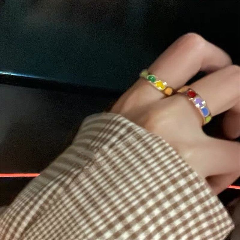 Damen Offener Ring mit bunten Herzen Shop Nory