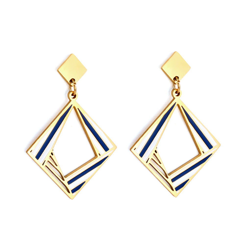 Damen Hängende geometrische Ohrringe aus goldplattiertem Edelstahl Shop Nory