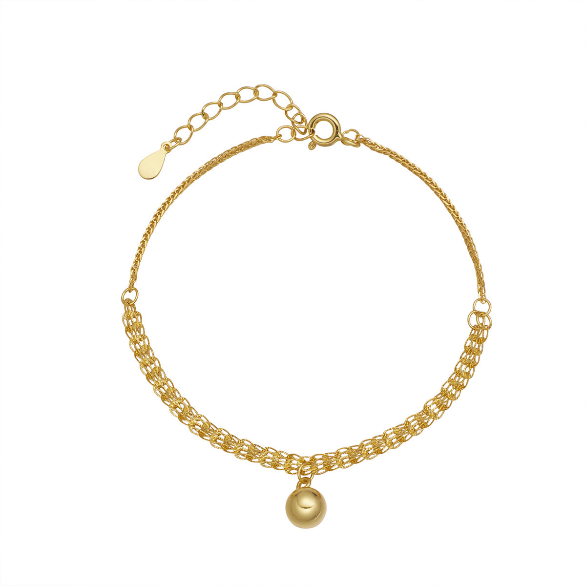 Damen elegantes Armband mit kunstvollem Kettenmuster und stilvoller Kugelanhänger Shop Nory