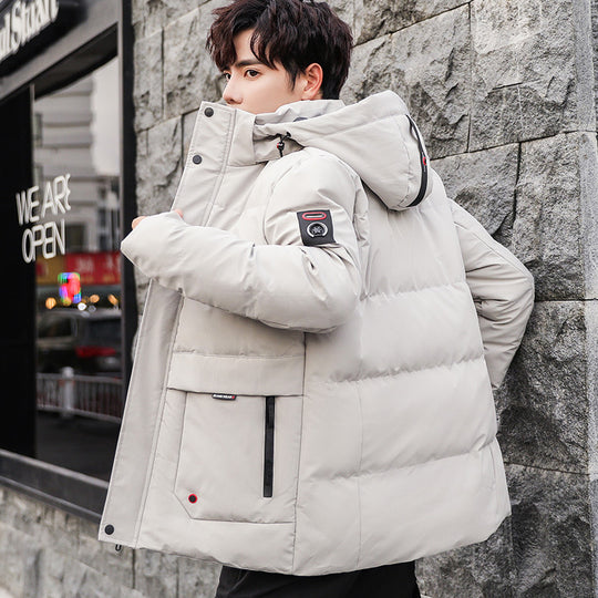 Herren wattierter Parka mit Kapuze, hohem Stehkragen und Utility‑Taschen Shop Nory