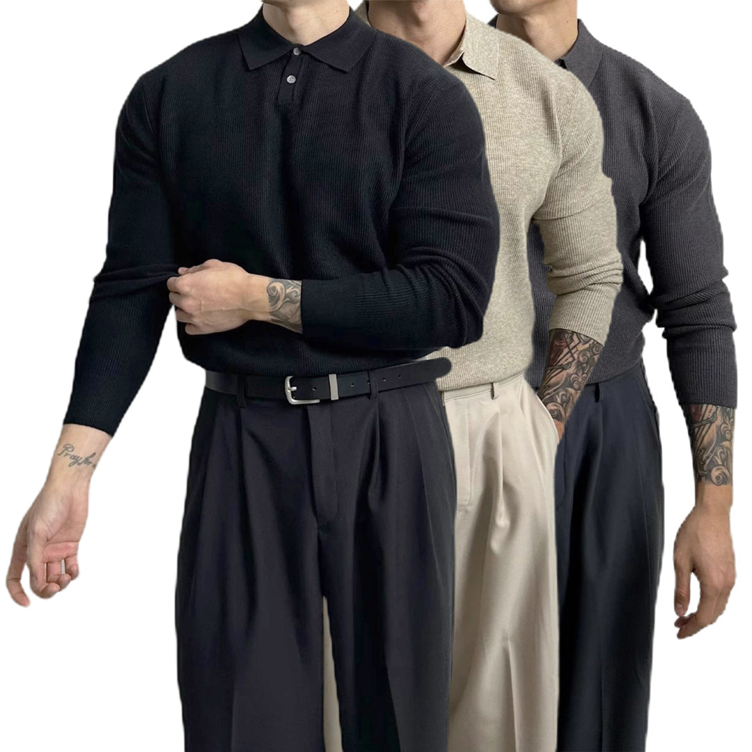 Herren Elegant Strukturierter Langarm-Pullover Shop Nory