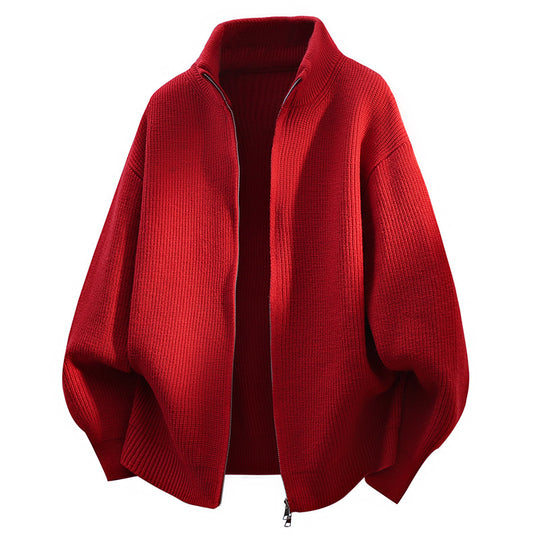 Damen Oversized Strickjacke mit hohem Kragen und Reißverschluss Shop Nory