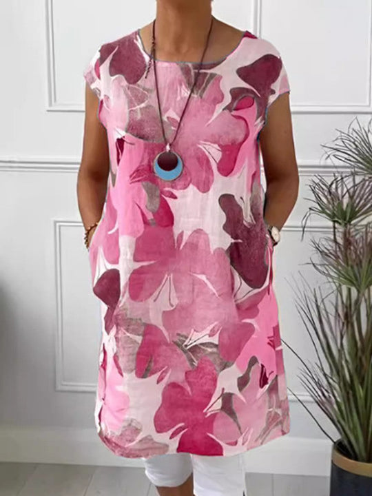 Damen Leichtes Strandkleid mit floralem Muster und Taschen
