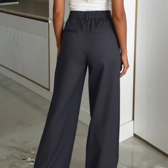 Damen Hochtaillierte Bundfalten-Hose mit weitem Palazzo-Bein Shop Nory