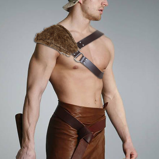 Herren Schultergurt mit Kunstfell-Polsterung und verstellbarem Lederriemen Shop Nory