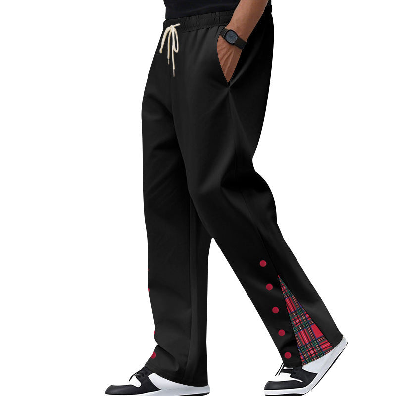 Herren nan lockere Jogginghose mit Tunnelzugbund, Druckknopf-Seitenschlitzen und kariertem Innenfutter Shop Nory