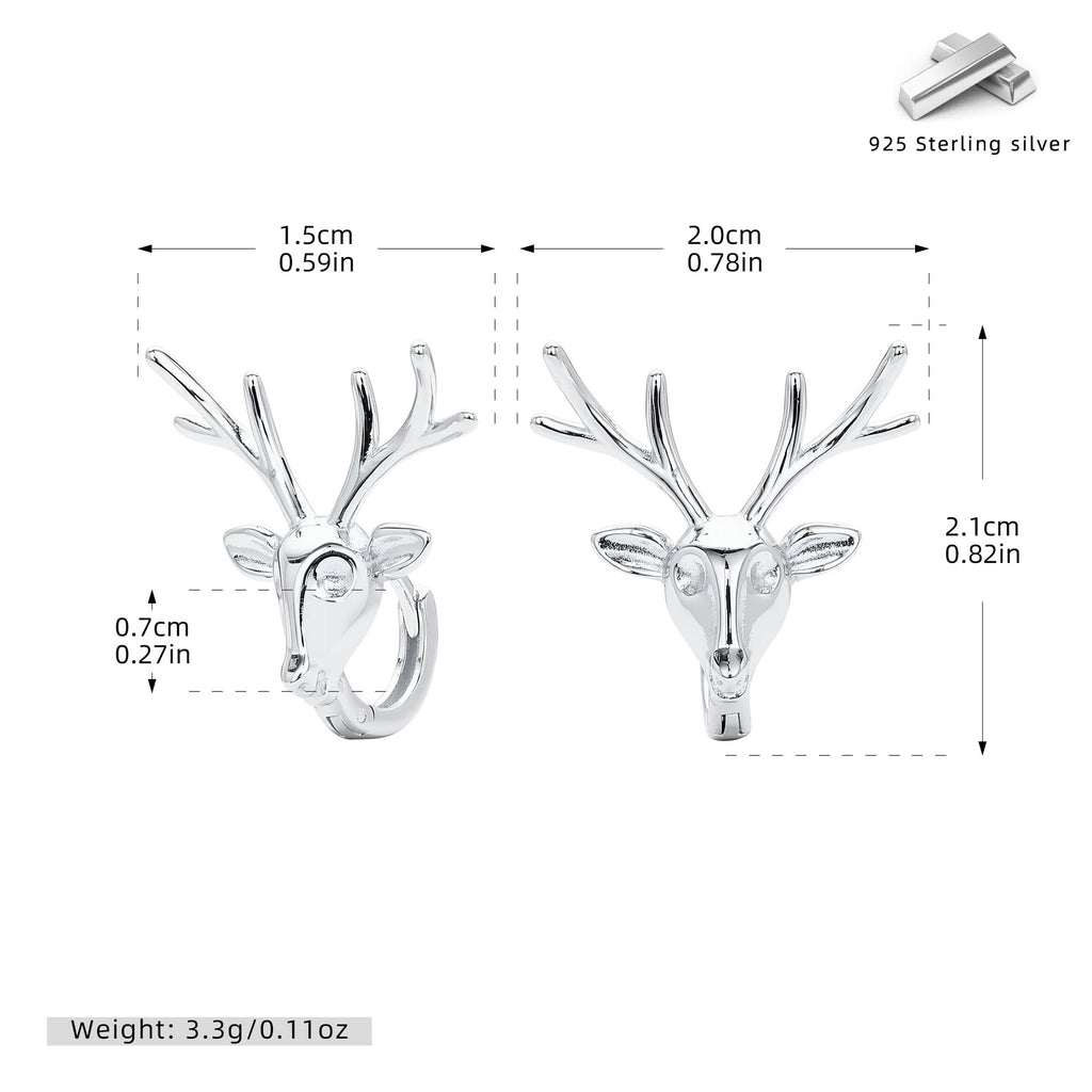 Damen Ohrhänger im kreativen Rehkopf-Design aus hochwertigem 925 Sterling Silber Shop Nory
