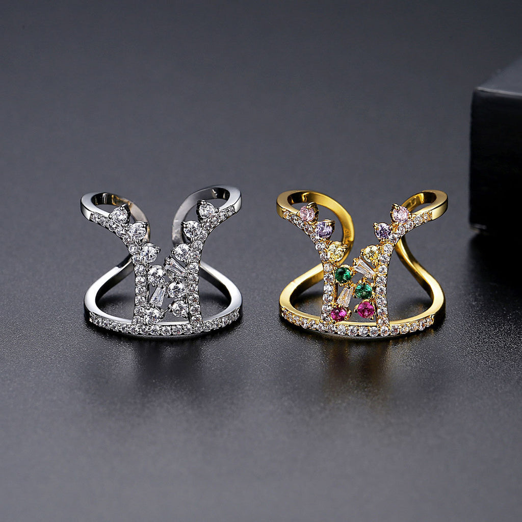 Damen Funkelnder Ring mit kunstvollem Design und Zirkonia Shop Nory