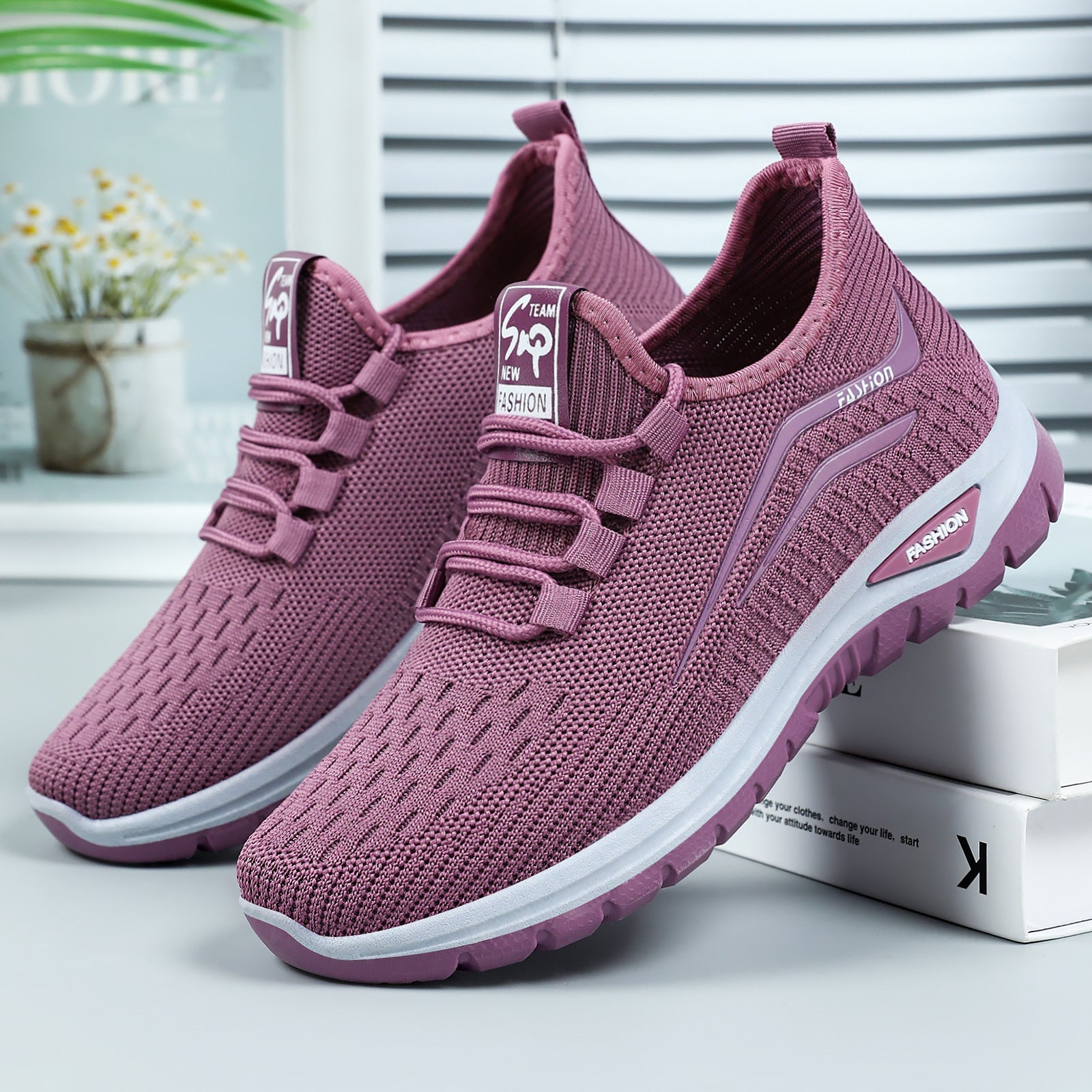 Damen Hochwertige und atmungsaktive Sportschuhe mit elastischem Einschlupf
