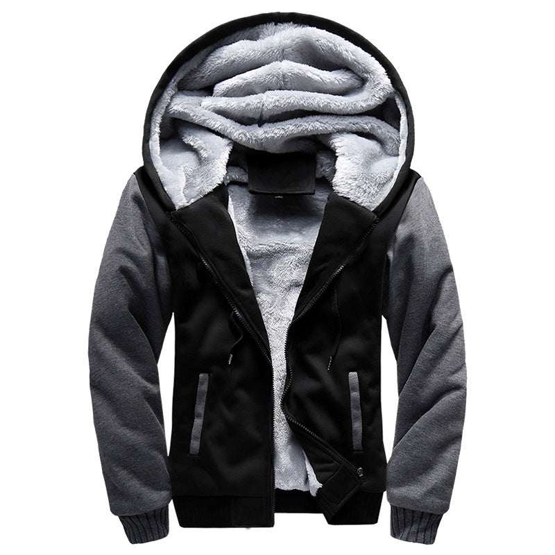 Herren Gepolsterte Kapuzenjacke mit Teddyfleece-Innenfutter, zweifarbigem Ärmeldesign und Reißverschluss Shop Nory