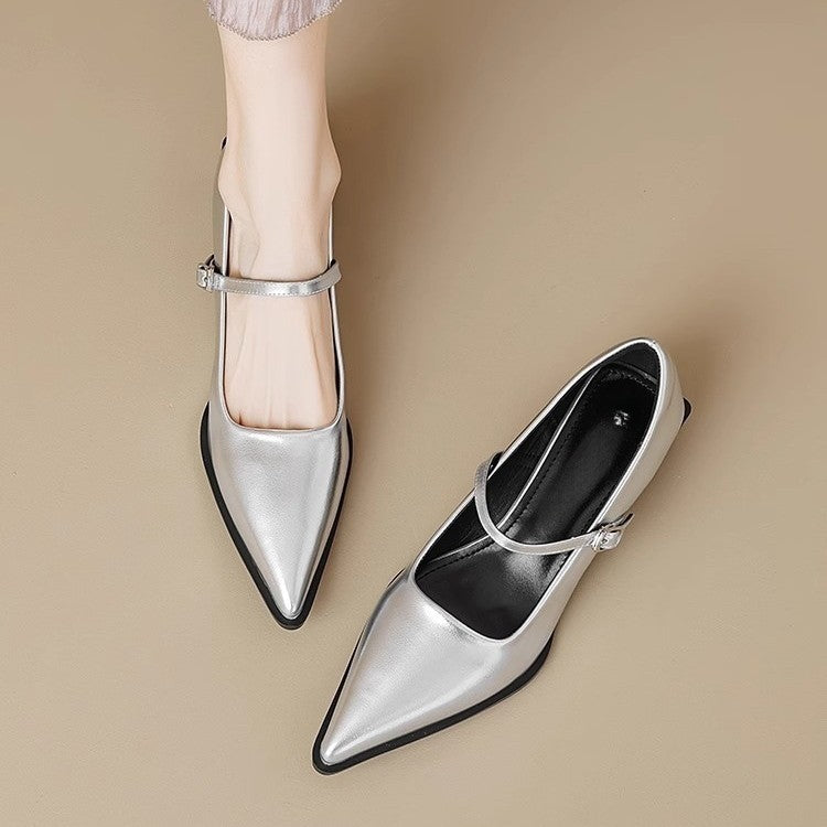 Damen Riemchenpumps im Mary‑Jane‑Stil mit spitzer Zehenkappe und geformtem Blockabsatz Shop Nory