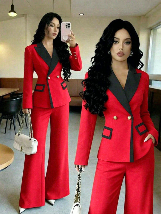 Damen Elegantes Doppelreihiges Blazer-Set Shop Nory