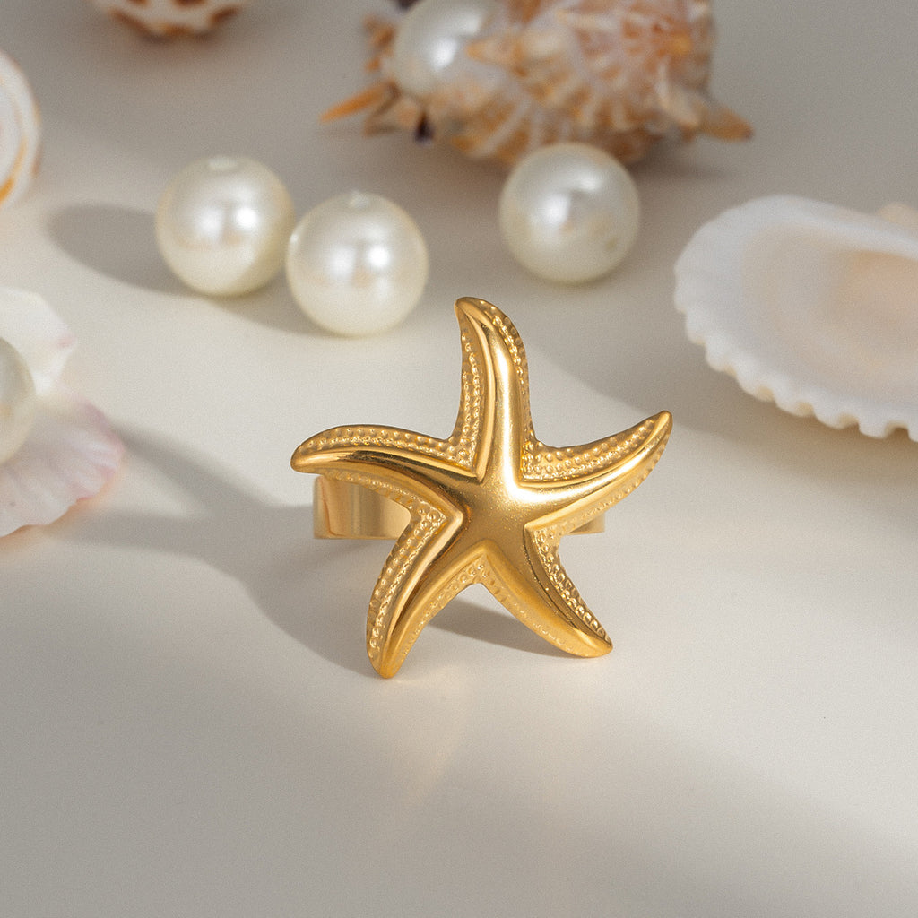 Damen Verstellbarer Sternenhaut Ring mit Edelstahlverarbeitung Shop Nory