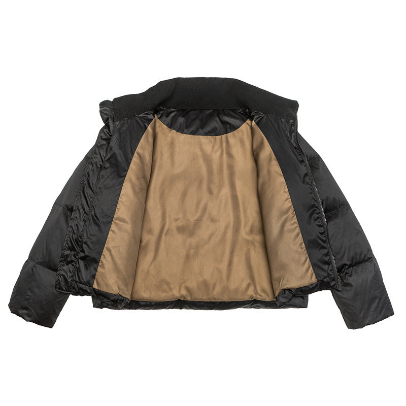 Damen Kurz geschnittene leichte Thermo-Pufferjacke mit Stehkragen und Zwei-Wege-Reißverschluss Shop Nory