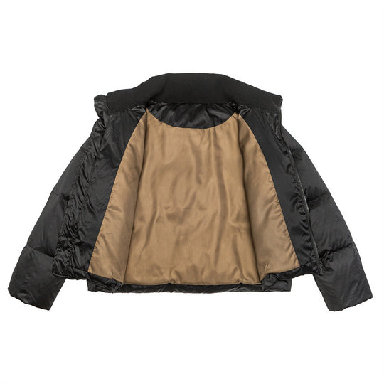 Damen Kurz geschnittene leichte Thermo-Pufferjacke mit Stehkragen und Zwei-Wege-Reißverschluss Shop Nory