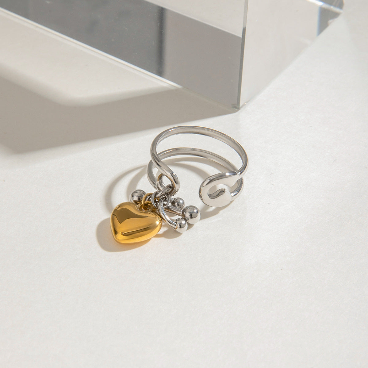 Damen Offener Ring mit elegantem Herzanhänger und hypoallergenen Eigenschaften Shop Nory
