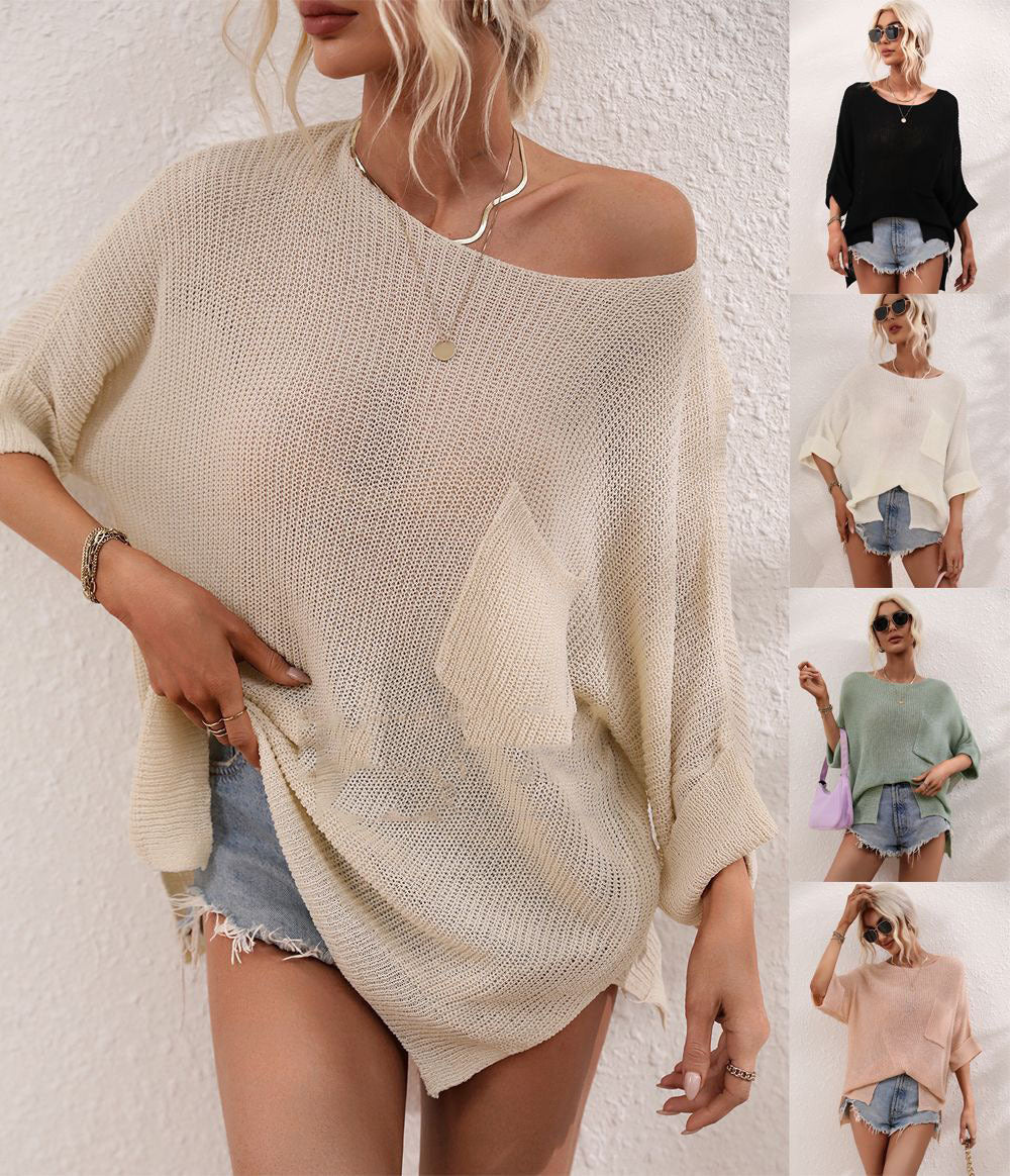 Damen lässiger Strickpullover mit lockerer Passform und modischem Oversized-Stil Shopnory