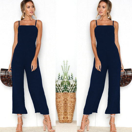 Damen Jumpsuit mit schmalen Trägern und weitem Beinschnitt