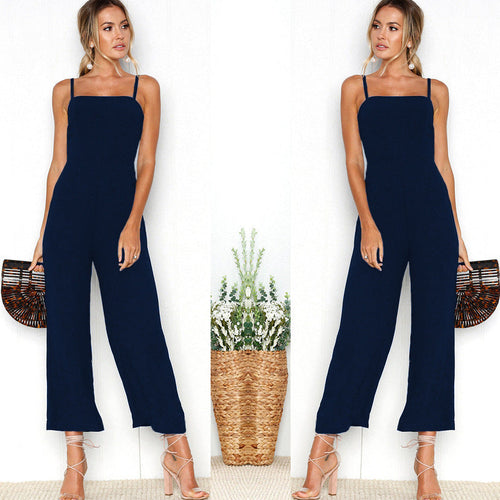 Damen Jumpsuit mit schmalen Trägern und weitem Beinschnitt