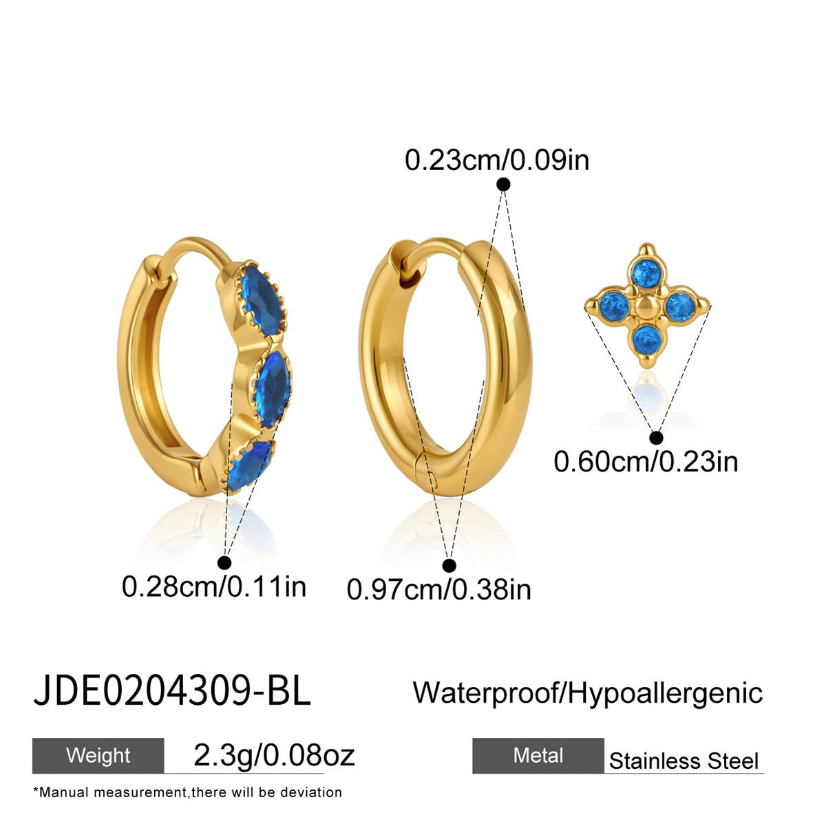 Damen Ohrhänger mit funkelnden blauen Zirkonia und hypoallergenem Edelstahl Shop Nory