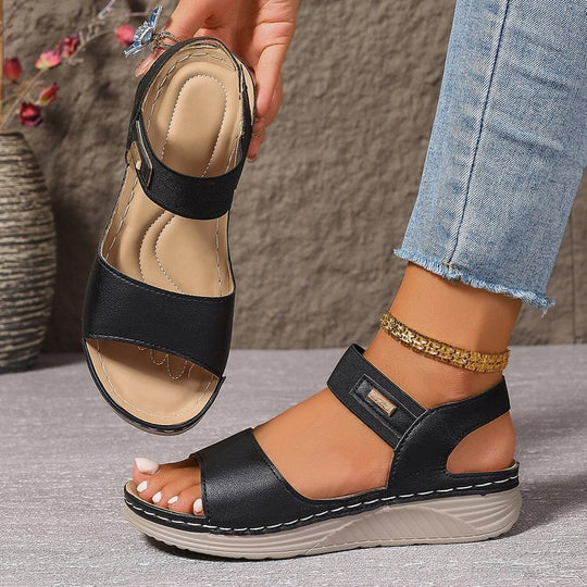Damen Komfort-Sandalen mit elastischem Fersenriemen, gepolstertem Fußbett und leichter Keilsohle Shop Nory