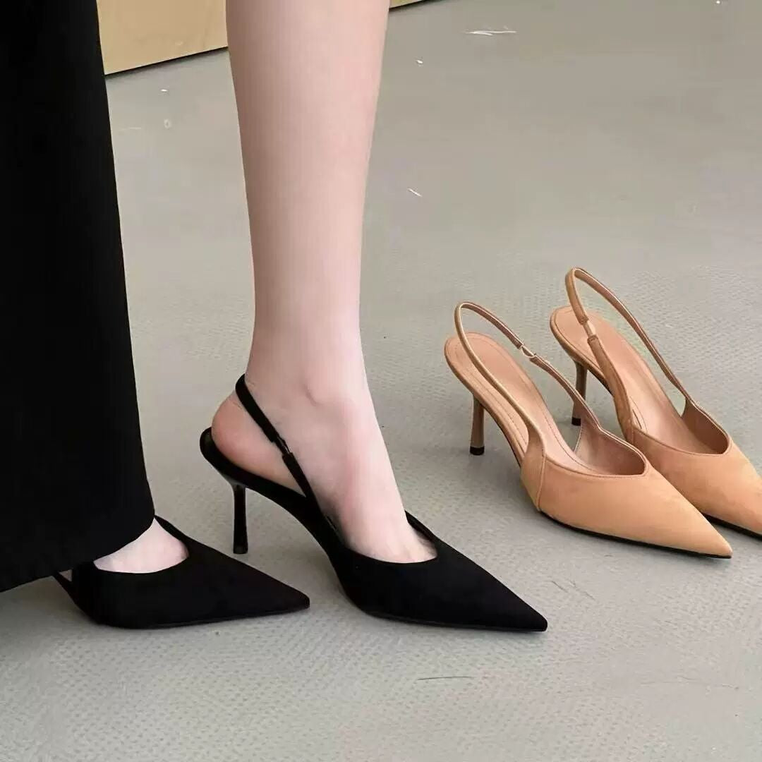 Damen Slingback-Pumps aus Wildleder mit eleganter Spitzform
