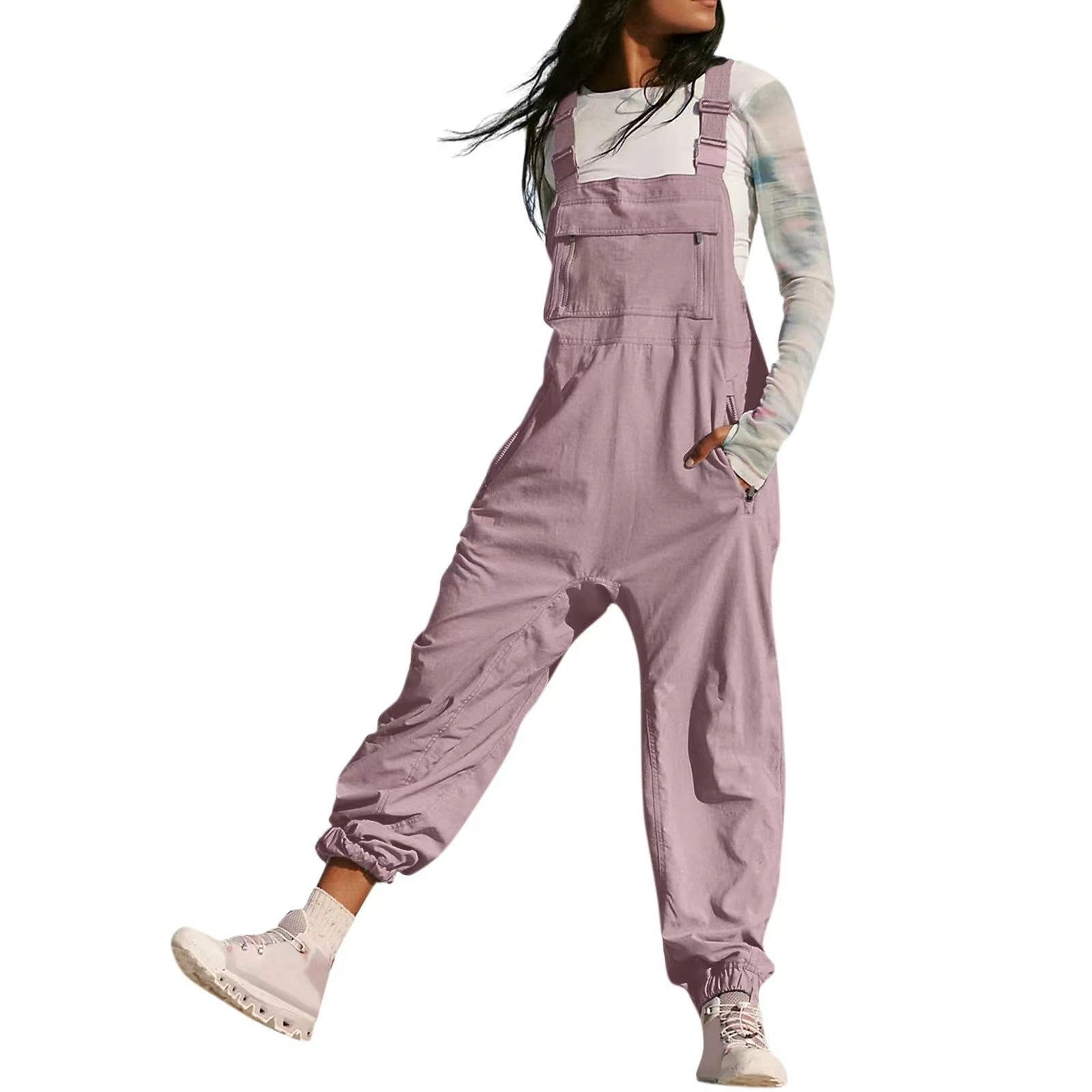 Damen Lässiger Jumpsuit mit praktischen Taschen und elastischem Saum Shopnory
