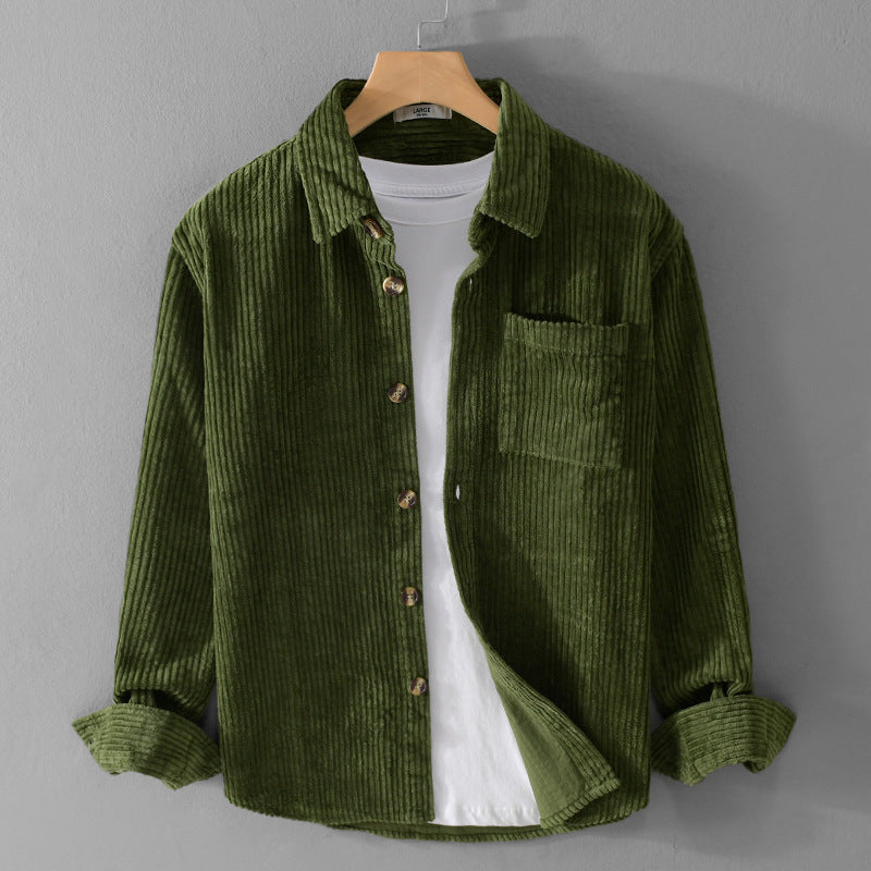 Herren Cord-Overshirt mit breiter Rippenstruktur, Brusttasche und Relaxed-Fit Shop Nory