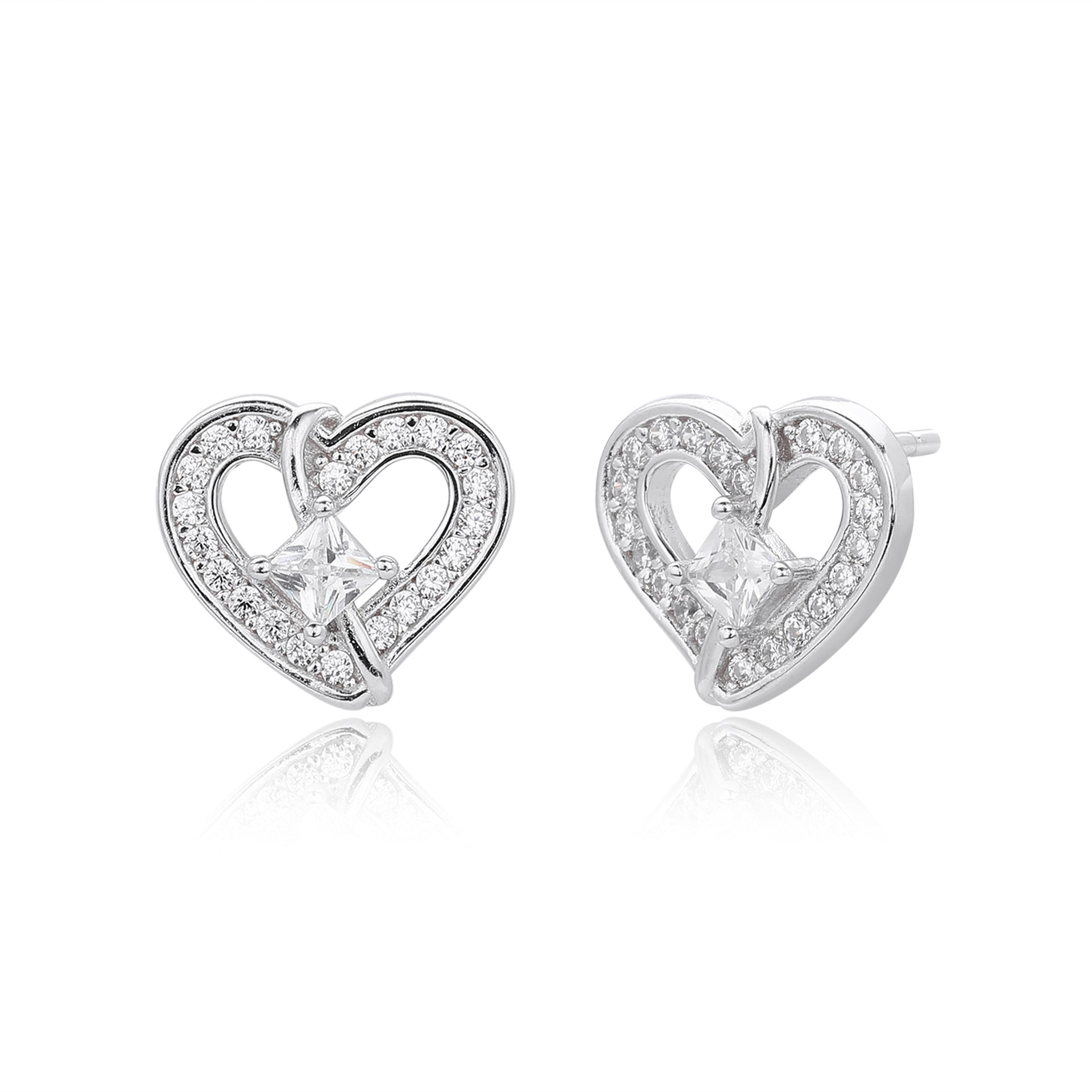 Damen Ohrstecker im Herzdesign aus 925 Sterling Silber Shop Nory