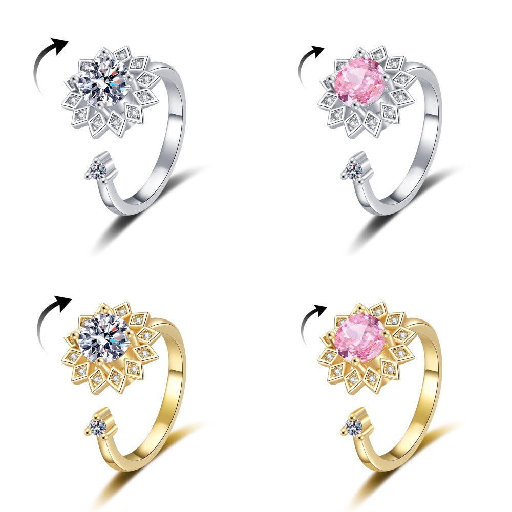 Damen verstellbarer Ring mit funkelndem Blütenmotiv Shop Nory