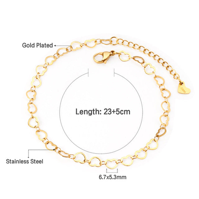 Damen Armband mit herzförmigem Design aus hochglanzpoliertem Edelstahl Shop Nory
