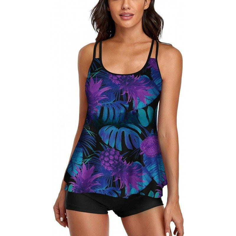 Damen Sportliches Tankini-Set mit bequemem Shorts und verstellbaren Trägern Shopnory