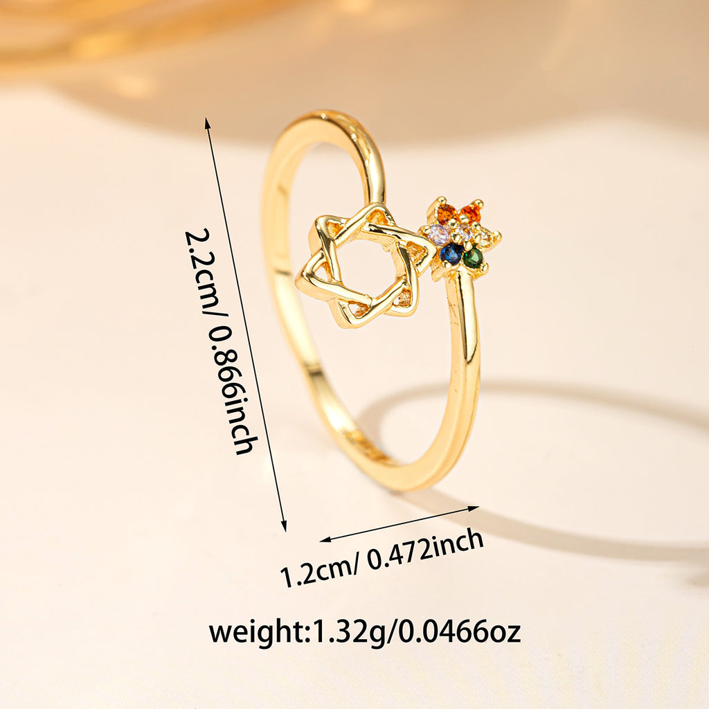 Damenring mit floralem und buntem Kristalldesign Shop Nory