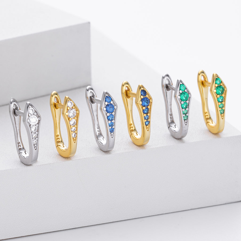 Damen Ohrstecker mit trendigem Design aus 925er Sterling Silber und funkelnden Zirkonia Shop Nory