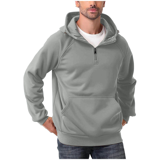 Herren Halbzip-Hoodie mit verstellbarer Kapuze, Kängurutasche und Raglanärmeln Shop Nory