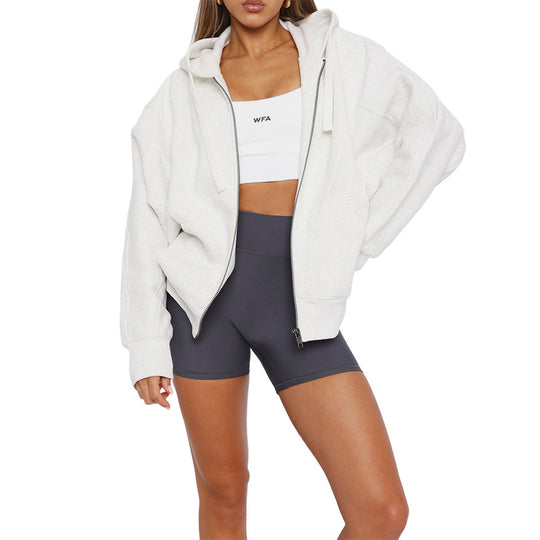 Damen Oversize Kapuzenjacke mit Reißverschluss und French-Terry-Futter Shop Nory
