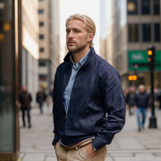 Herren Leichte Harrington-Jacke mit Stehkragen und Reißverschluss Shop Nory