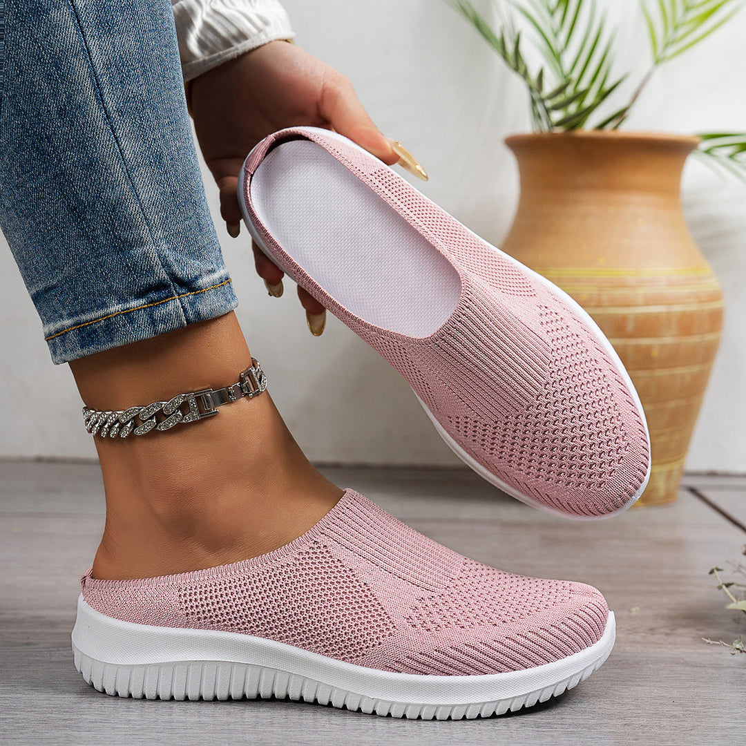 Damen Atmungsaktive Slip-On Freizeitschuhe mit flexiblem Strick-Obermaterial Shopnory