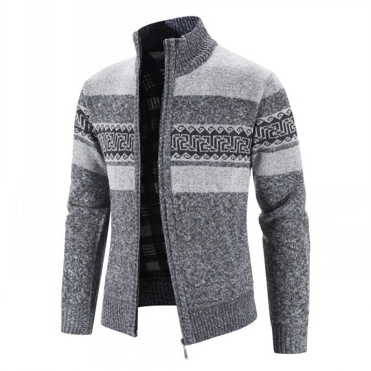 Herren Strickjacke mit hohem Kragen und attraktiven Mustern Shopnory