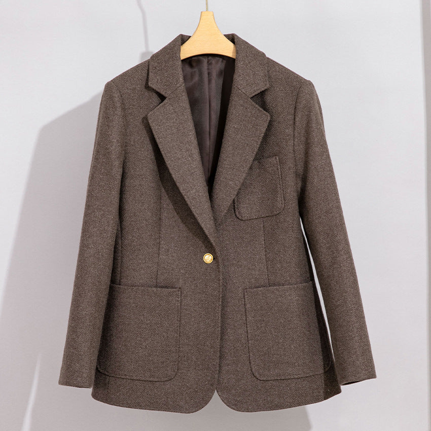 Damen Eleganter Wollblazer mit aufgesetzten Taschen Shop Nory