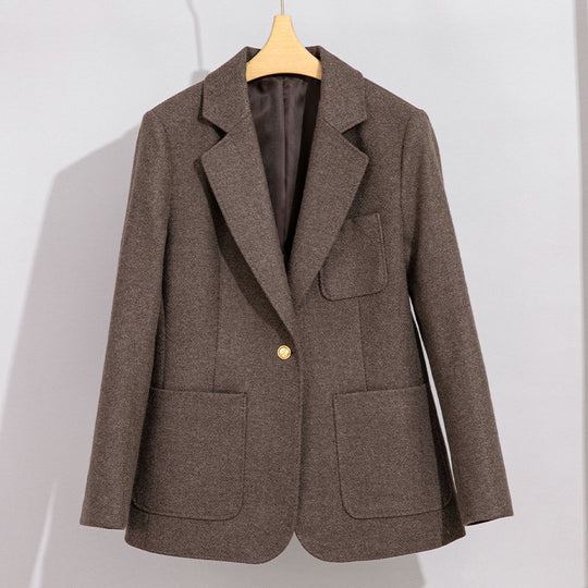 Damen Eleganter Wollblazer mit aufgesetzten Taschen Shop Nory