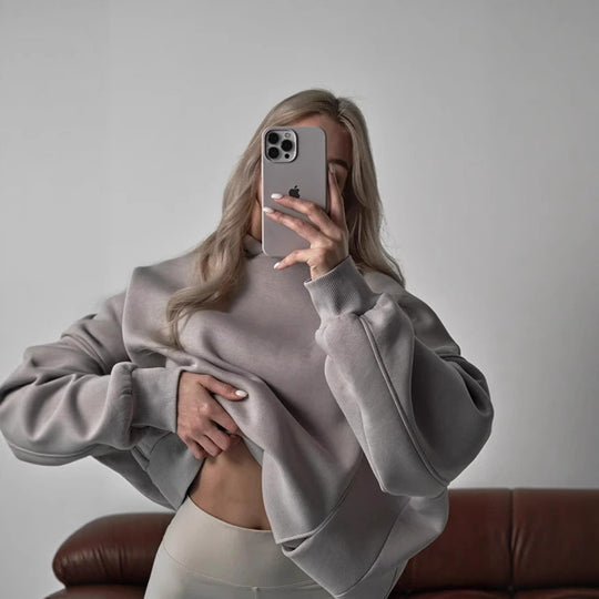 Damen oversized Kapuzenpullover mit extraweiter Passform und tief geschnittener Kapuze Shop Nory