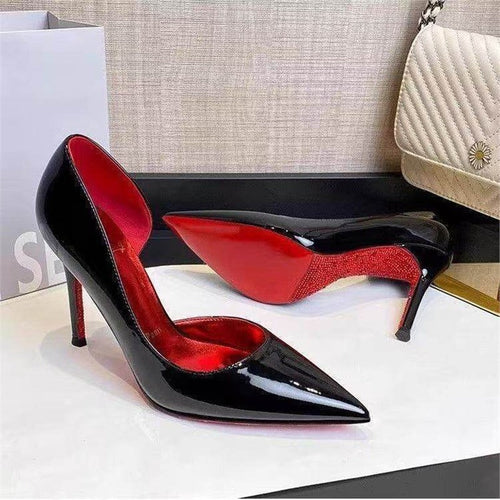 Damen spitze Stiletto Pumps mit glänzender Oberfläche