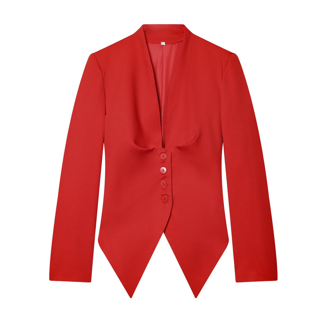 Damen taillierter Blazer mit spitzem Schößchen und tiefem V-Ausschnitt Shop Nory