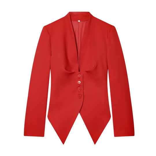 Damen taillierter Blazer mit spitzem Schößchen und tiefem V-Ausschnitt Shop Nory