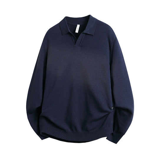 Unisex Oversized Polokragen-Feinstrickpullover mit weitem Schnitt Shop Nory