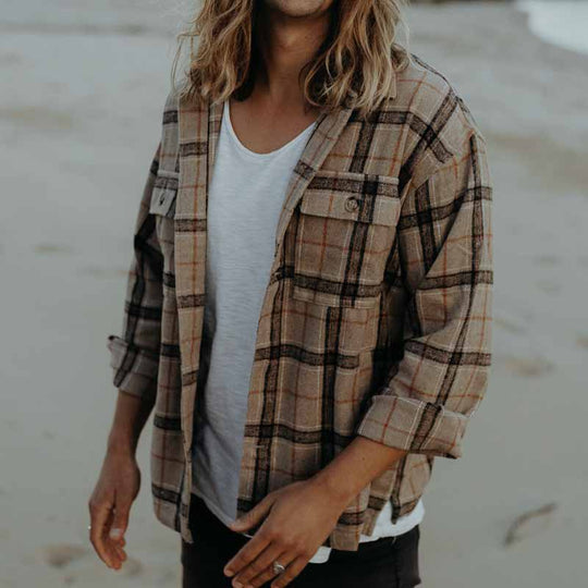 Herren Overshirt aus gShop Noryürstetem Flanell mit Karomuster und Pattentaschen Shop Nory