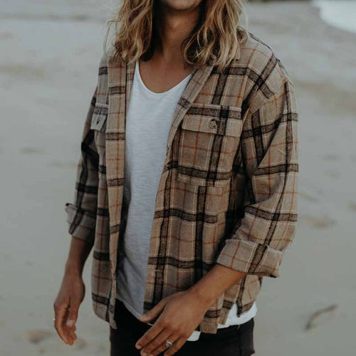 Herren Overshirt aus gShop Noryürstetem Flanell mit Karomuster und Pattentaschen Shop Nory